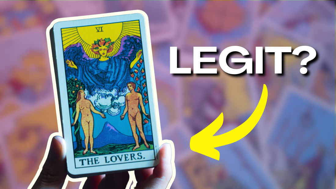 an arrow pointing at a tarot card, asking "legit?"